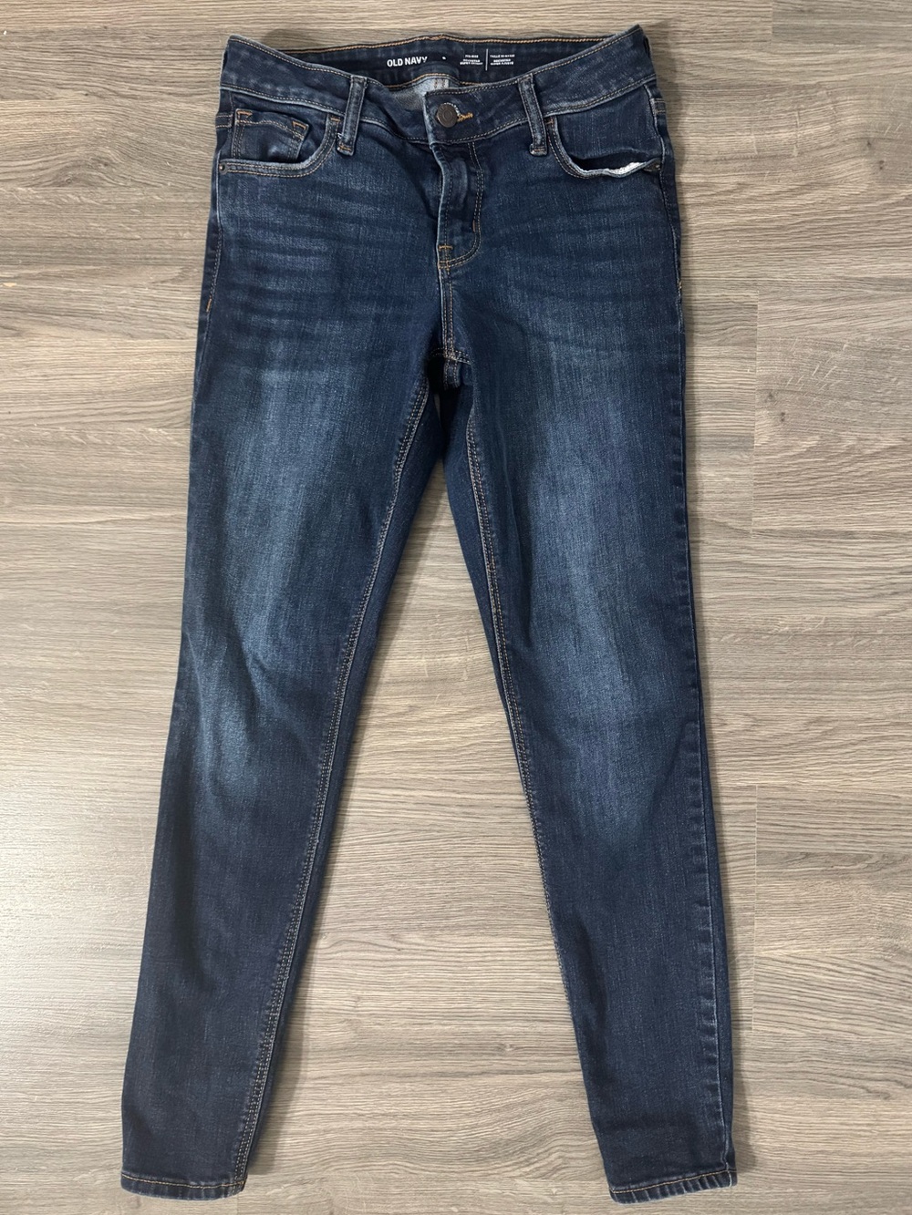 Old Navy Rockstar Super Skinny Jeans - Dark Blue with Tan Stitching
